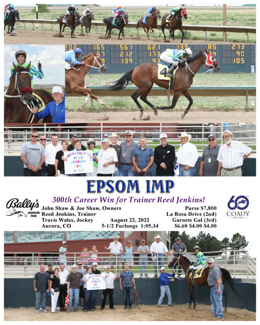 EPSOM IMP - 300th Career Win for Trainer Reed Jenkins! - 08-22-22 - R06 - ARP