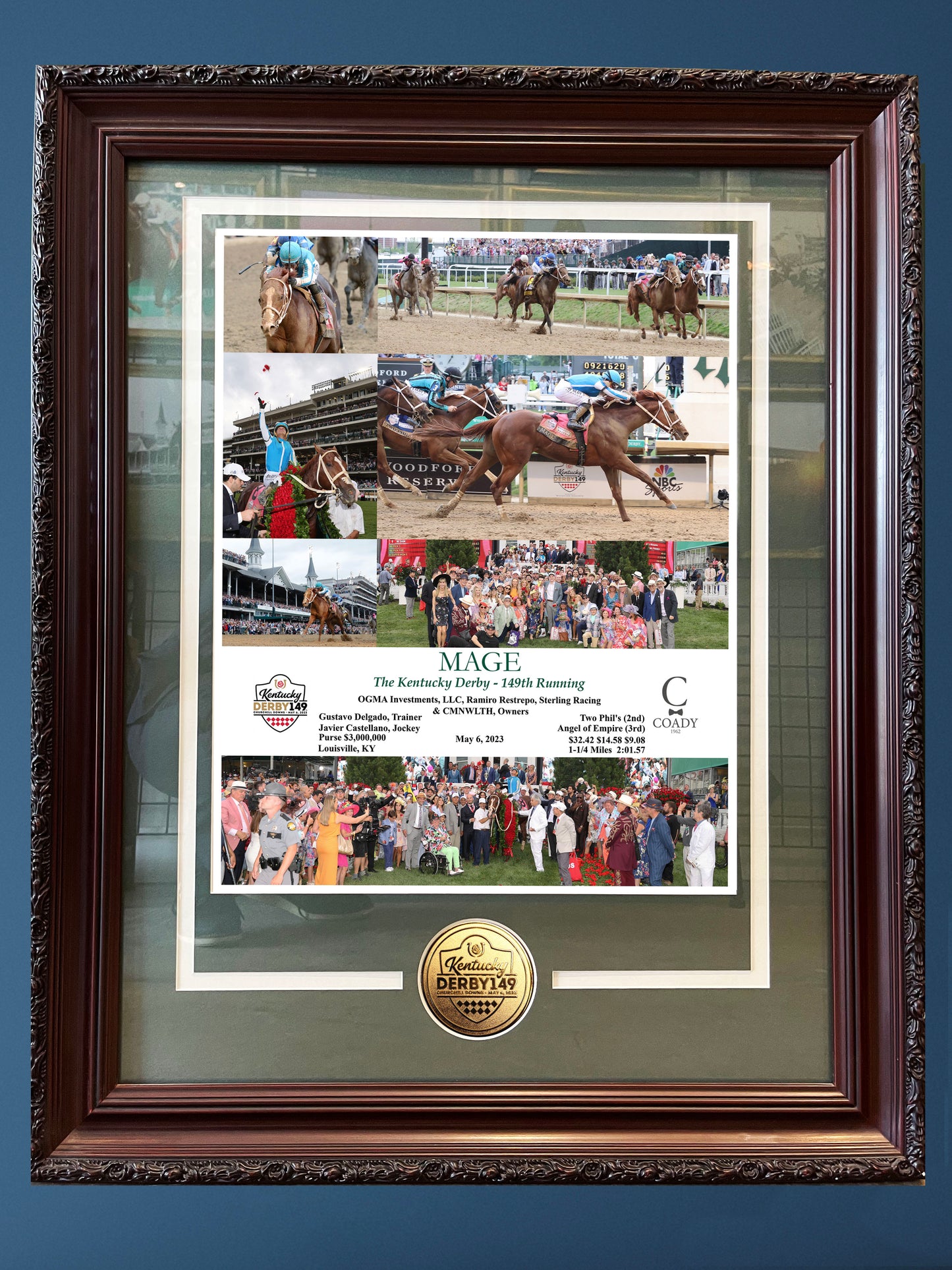 Mage - The Kentucky Derby -  Collectors Frame With Derby Medallion - 16x20