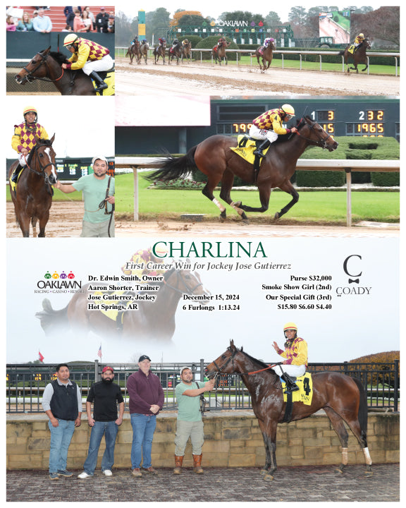 CHARLINA - First Career Win for Jockey Jose Gutierrez - 12-15-24 - R01 - OP