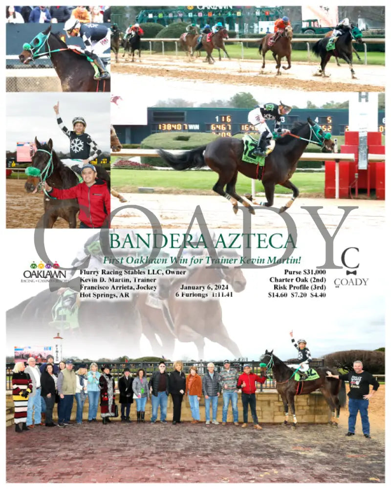 Bandera Azteca - First Oaklawn Win For Trainer Kevin Martin! 01-06-24 R05 Op Park