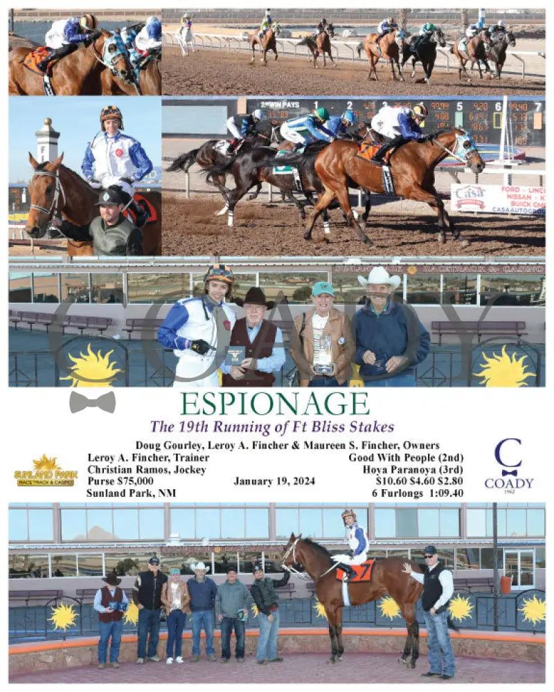 Espionage - The 19Th Running Of Ft Bliss Stakes 01-19-24 R08 Sun Sunland Park