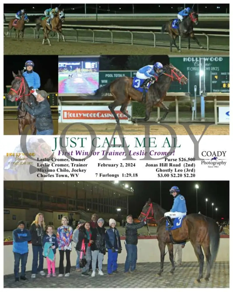 Just Call Me Al - First Win For Trainer Leslie Cromer! 02-02-24 R04 Ct Hollywood Casino At Charles