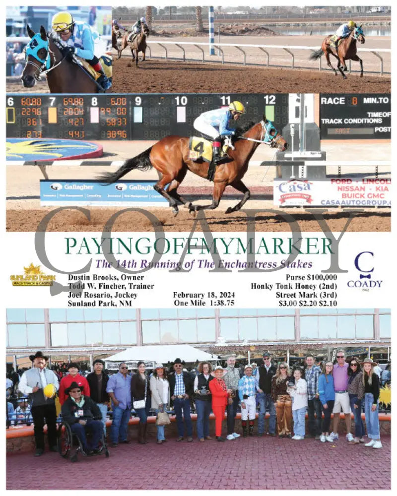 Payingoffmymarker - The 14Th Running Of Enchantress Stakes 02-18-24 R08 Sun Sunland Park