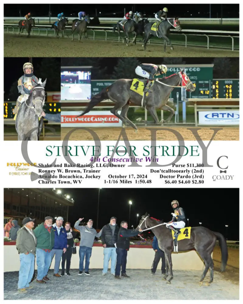 Strive For Stride - 4Th Consecutive Win 10-17-24 R05 Ct Hollywood Casino At Charles Town Races