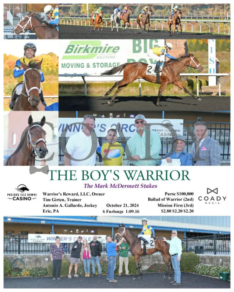 The Boy’s Warrior - The Mark Mcdermott Stakes 10-21-24 R05 Pid Presque Isle Downs