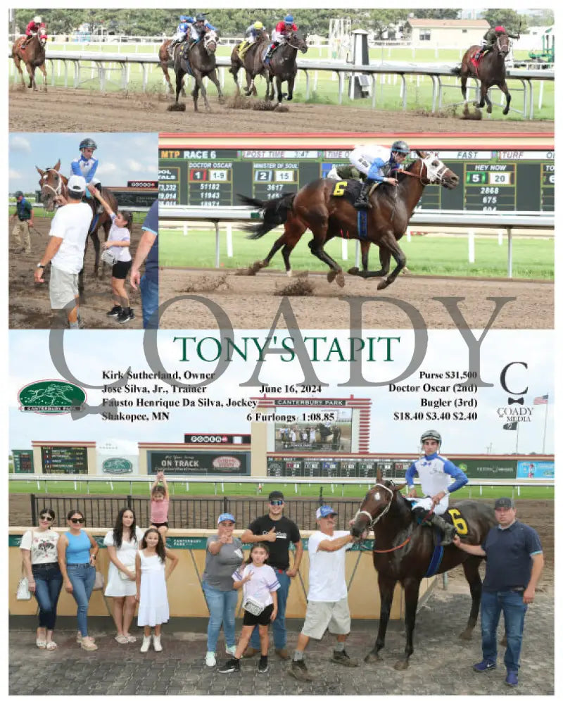 Tony’s Tapit - 061624 Race 06 Cby Kirk Sutherland Owner Jose Silva Jr. Trainer Fausto Henrique Da