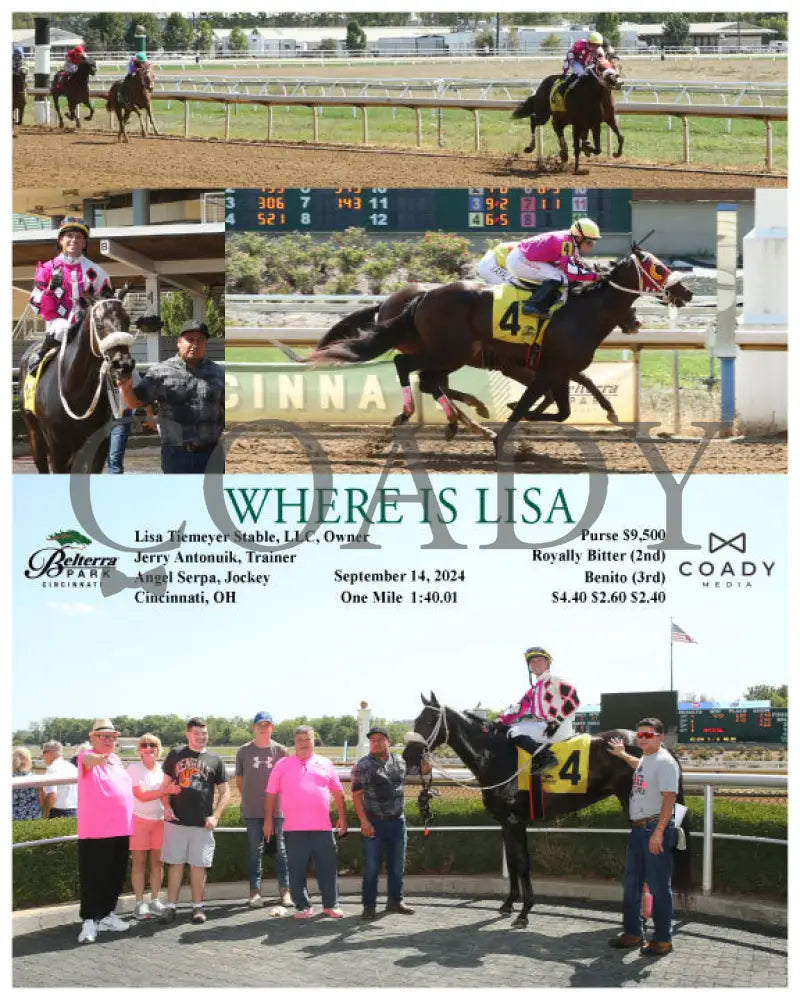 Where Is Lisa - 091424 Race 04 Btp Belterra Park