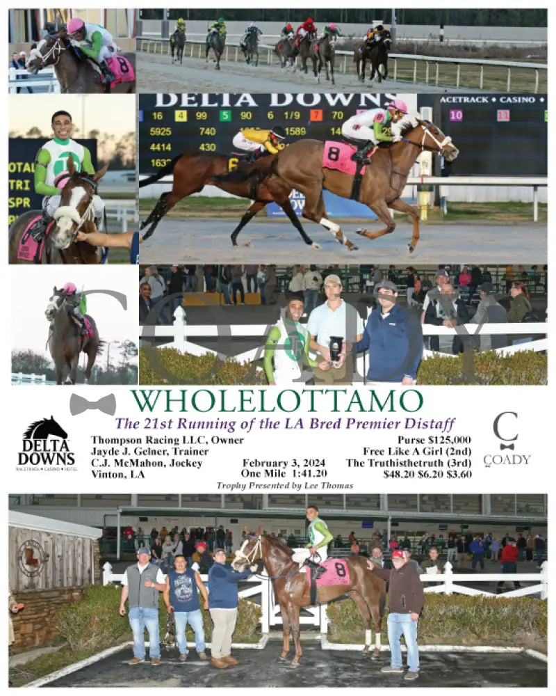 Wholelottamo - The 21St Running Of The La Bred Premier Distaff 02 - 03 - 24 R02 Ded Delta Downs