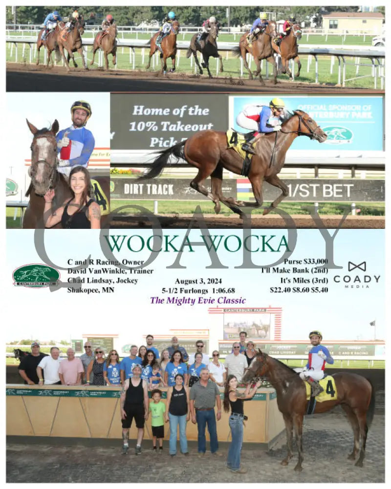 Wocka - 080324 Race 04 Cby C And R Racing Owner David Vanwinkle Trainer Chad Lindsay Jockey $22.40