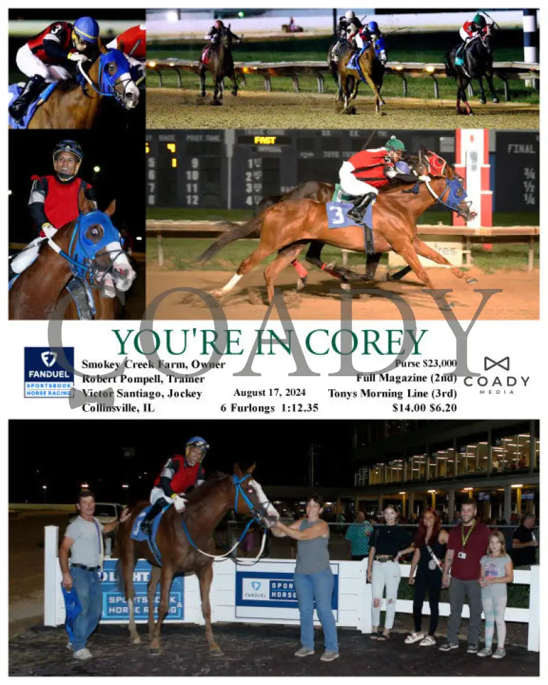 You’re In Corey - 08-17-24 R04 Fan Fanduel Sportsbook Horse Racing