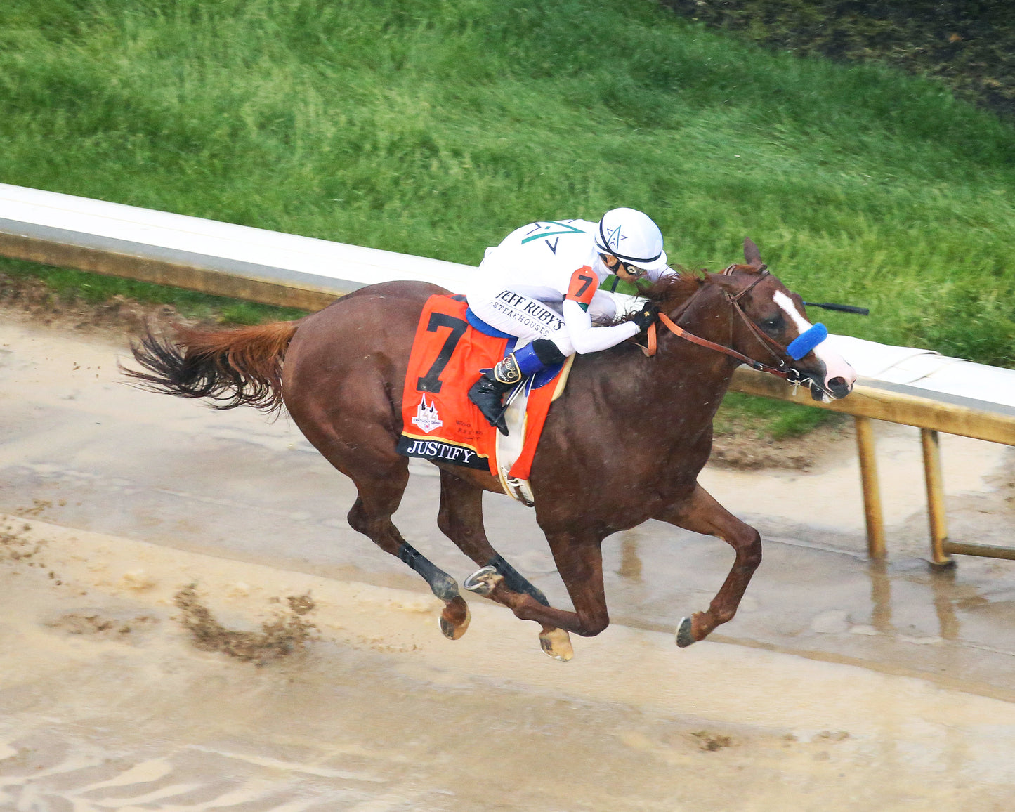 JUSTIFY - 050518 - Race 12 - CD The Kentucky Derby G1 - Aerial Finish 1