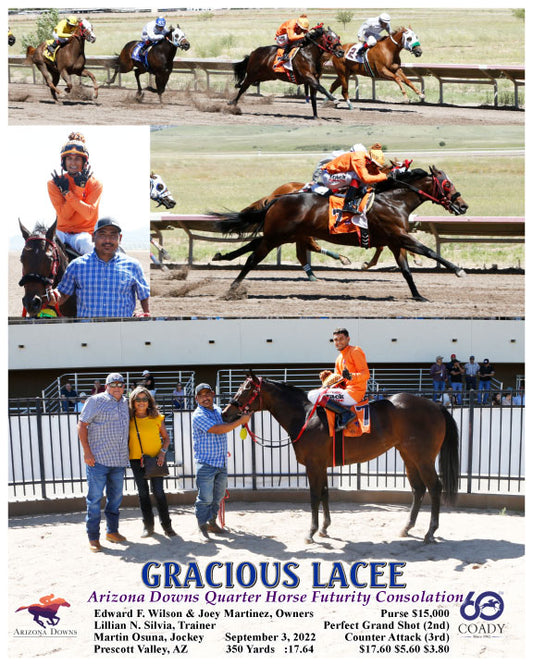 GRACIOUS LACEE - Arizona Downs Quarter Horse Futurity Consolation - 09-03-22 - R01 - AZD