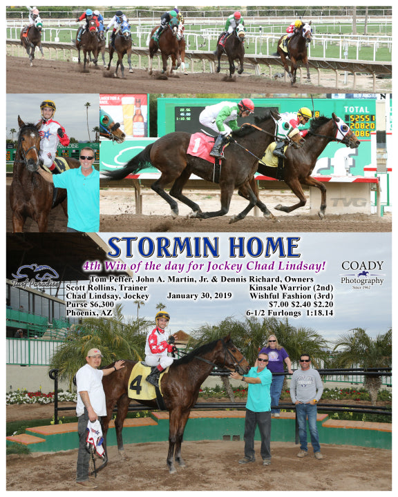 STORMIN HOME - 4th Win of the day for Jockey Chad Lindsay! - 01-30-19 - R08 - TUP