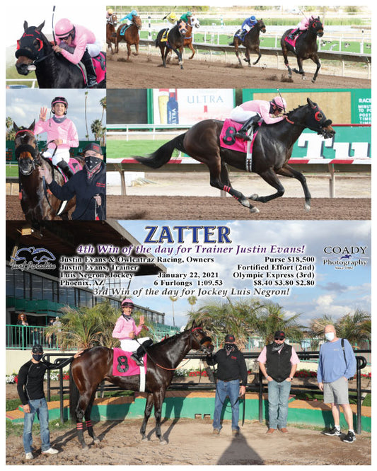 ZATTER - 4th Win of the day for Trainer Justin Evans! - 01-22-21 - R09 - TUP